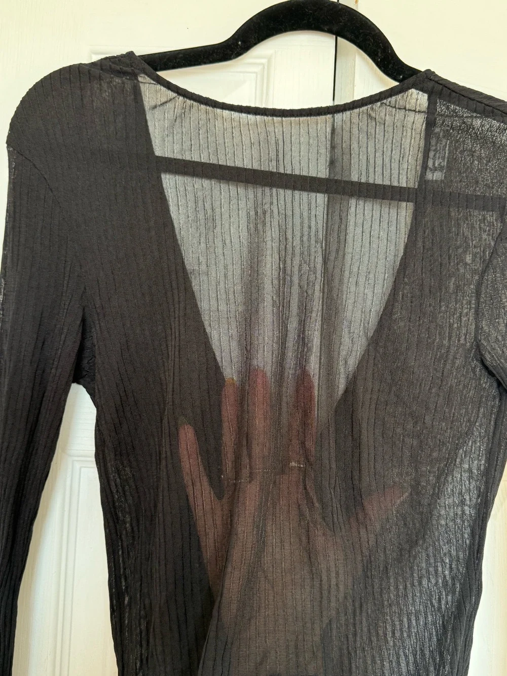 Free People Sheer Black Long Sleeve Cover Up, Backless - Picture 2 of 4